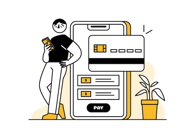 Empresario que usa teléfonos inteligentes para comprobar la billetera digital