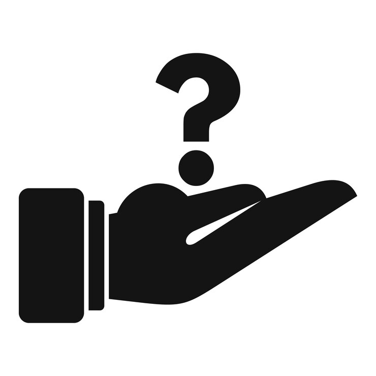 Vector empresario con un signo de pregunta en el icono de la mano abierta