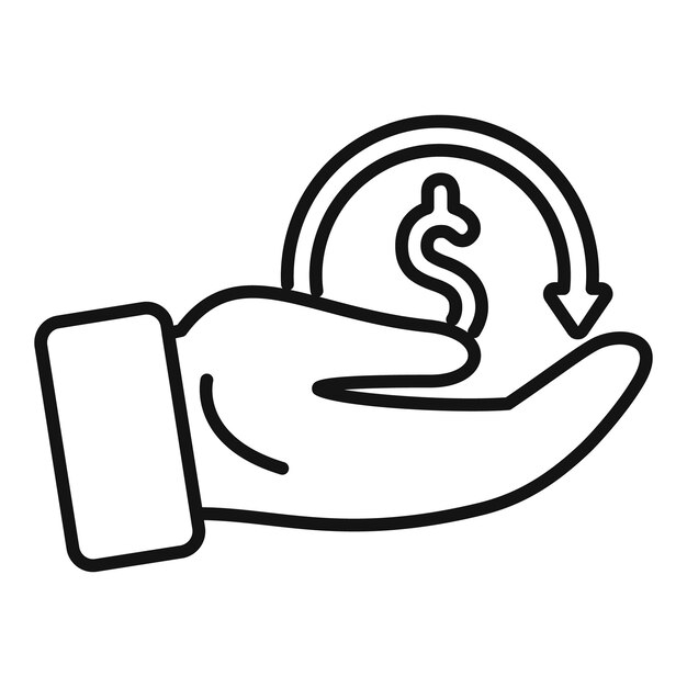Empresario sosteniendo una moneda de un dólar con una flecha giratoria