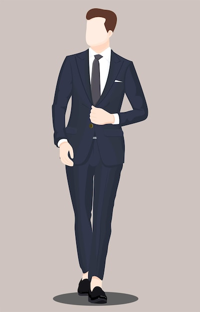 Empresario en traje y corbata en una caricatura sin rostro