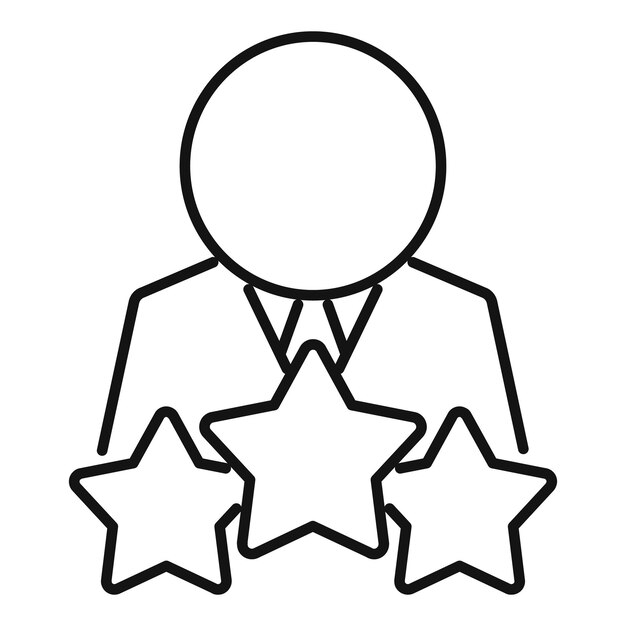 Empresario con tres estrellas destacando la calificación de satisfacción del cliente