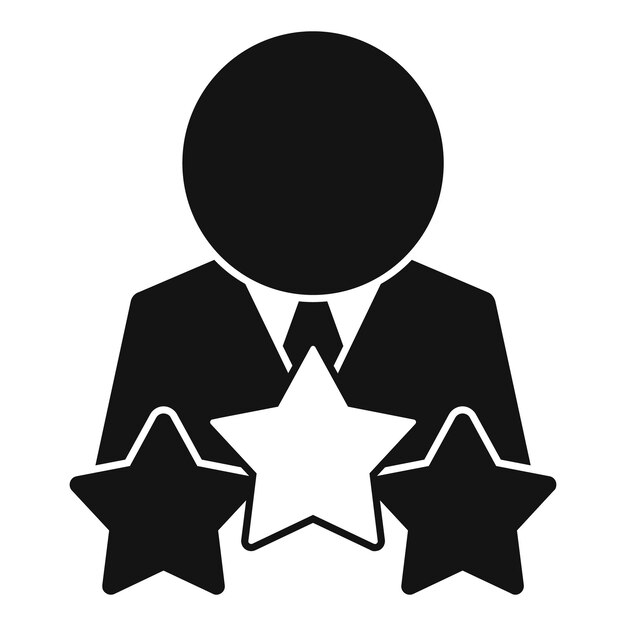 Empresario con tres estrellas símbolo de calificación icono