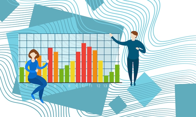 Vector empresarios análisis de datos comerciales