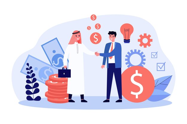 Empresarios árabes y caucásicos haciendo trato