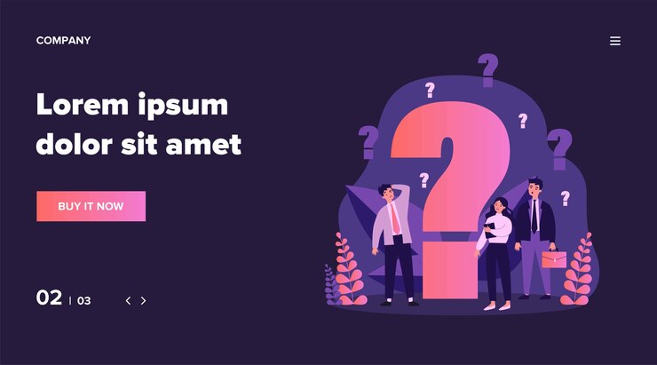 Vector empresarios confundidos haciendo preguntas. personajes de dibujos animados desconcertados que buscan respuestas y solución de problemas cerca de un gran signo de interrogación. ilustración pensando, ayuda, asistencia, problemas por concepto