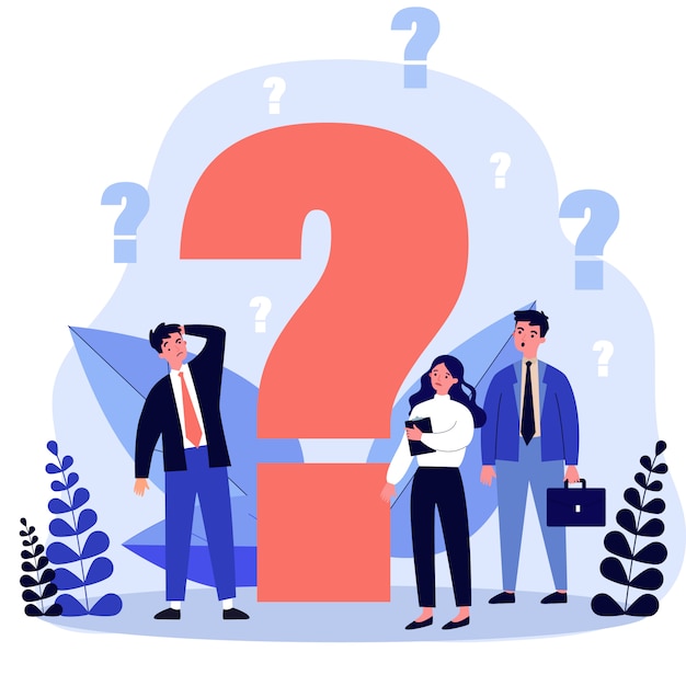 Empresarios confundidos haciendo preguntas