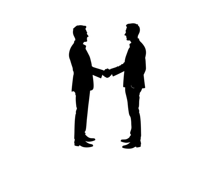 Empresarios estrechando la mano silueta sociedad corporativa