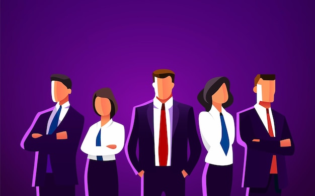 Empresarios de pie juntos como un equipo