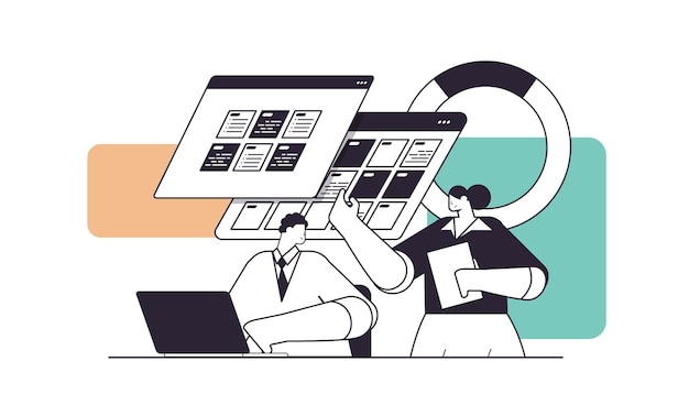 Empresarios que analizan datos de estadísticas financieras analistas de negocios que elaboran informes analíticos