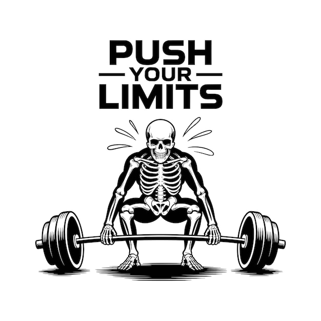 Empuje sus límites esqueleto deadlifting pesada barra