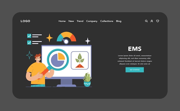 Ems modo oscuro o nocturno experto en aterrizaje web analiza el sistema de gestión ambiental sostenible