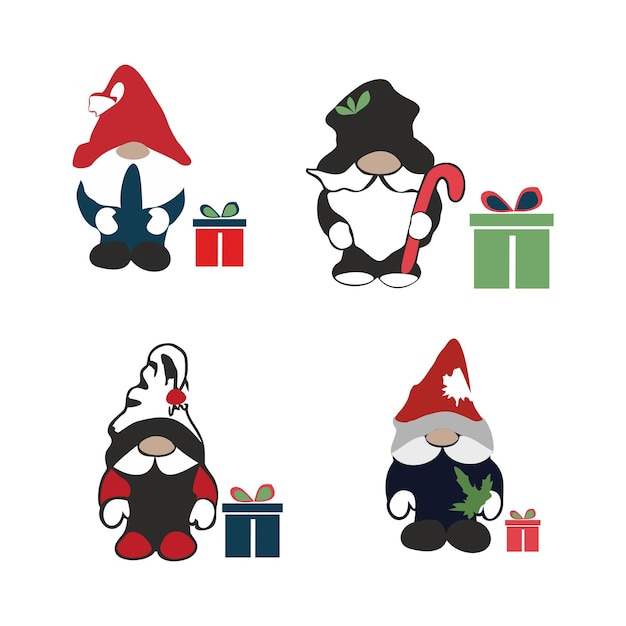 Enanos en gorras con regalos
