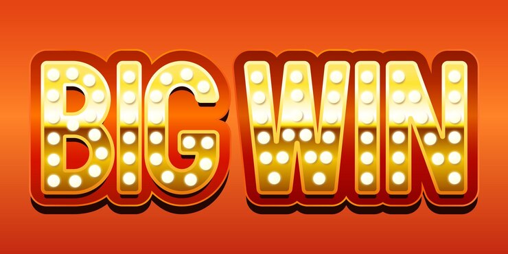 Vector encabezado big win inscripción dorada big win con bombillas