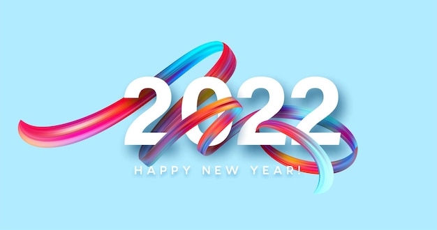 Encabezado de calendario 2022 número sobre fondo de trazos de pincel de pintura de color abstracto colorido. Feliz año nuevo 2022 colores de fondo. Ilustración de vector EPS10