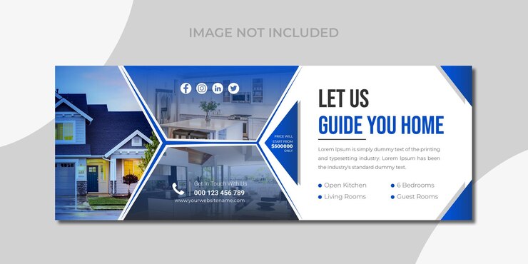Vector encabezado de redes sociales inmobiliarias o diseño de portada de facebook