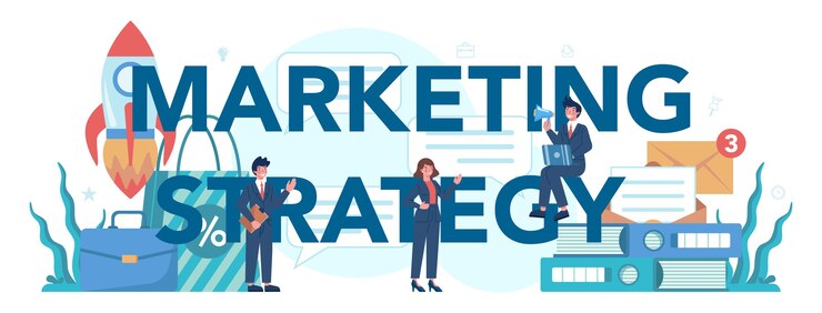 Vector encabezado tipográfico de estrategia de marketing