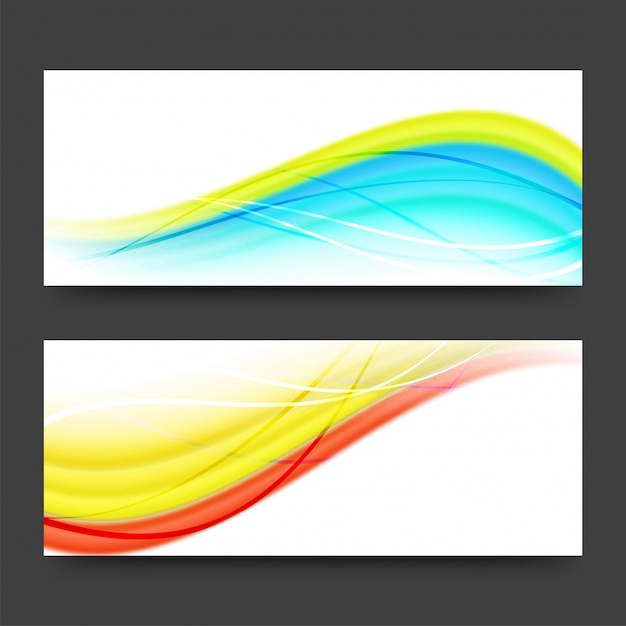 Encabezados de sitios web o banners con olas coloridas.