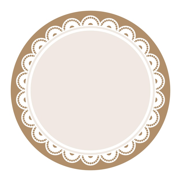 Encaje de color marrón claro elegante y sencillo decorado con un diseño de borde circular