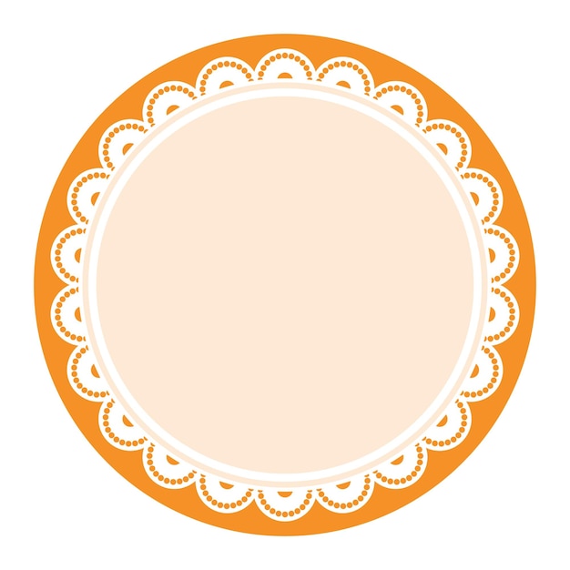 Vector encaje naranja elegante y sencillo decorado con un diseño de borde circular