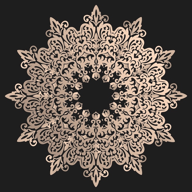encaje redondo con damasco y elementos arabescos. Estilo mehndi. Oriente adorno tradicional.