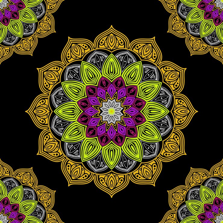 Encaje redondo ornamental vectorial con damasco y elementos arabescos estilo mehndi