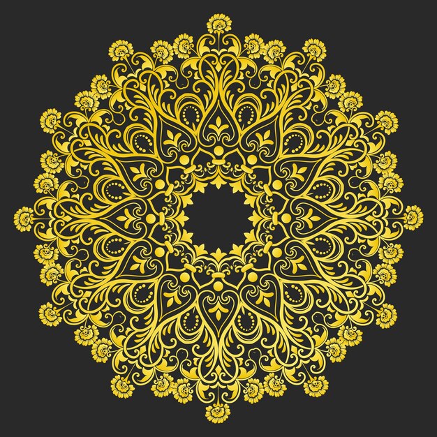 Vector encaje redondo ornamental vectorial con elementos de damasco y arabescos estilo mehndi oriente ornamento tradicional zentanglelike ornamento floral de color redondo