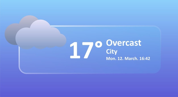 Encanecido 17 grados centígrados previsión del tiempo ciudad ubicación fecha viento nublado velocidad del viento tormenta nubes de aire precipitación temperatura presión atmosférica Fahrenheit índice UV Glassmorphism
