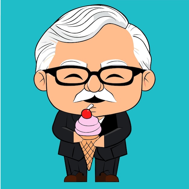 El encantador abuelo disfrutando del helado Arte vectorial