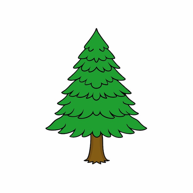 Encantador árbol de Navidad arte vectorial en estilo clipart de dibujos animados perfecto para proyectos festivos