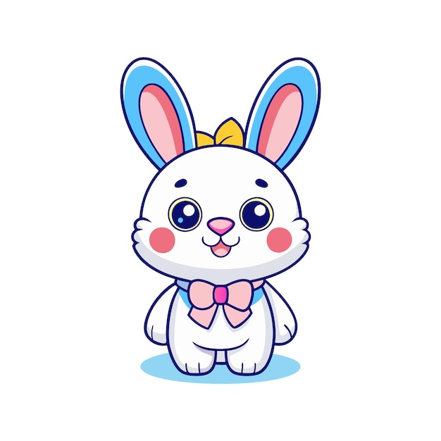 Encantador conejo de dibujos animados clipart icono vectorial para varias necesidades de diseño