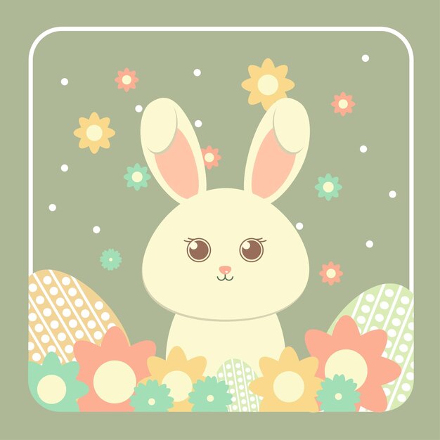 Un encantador conejo retro en el diseño de vectores de Pascua