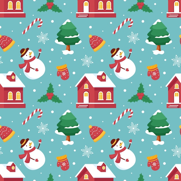 Encantador diseño de invierno sin costuras con elementos decorativos en una ilustración dibujada a mano