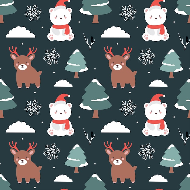Encantador diseño de invierno sin costuras con elementos decorativos en una ilustración dibujada a mano
