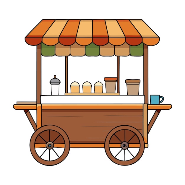 Encantador diseño vectorial de carrito de café elegante estación de bebidas