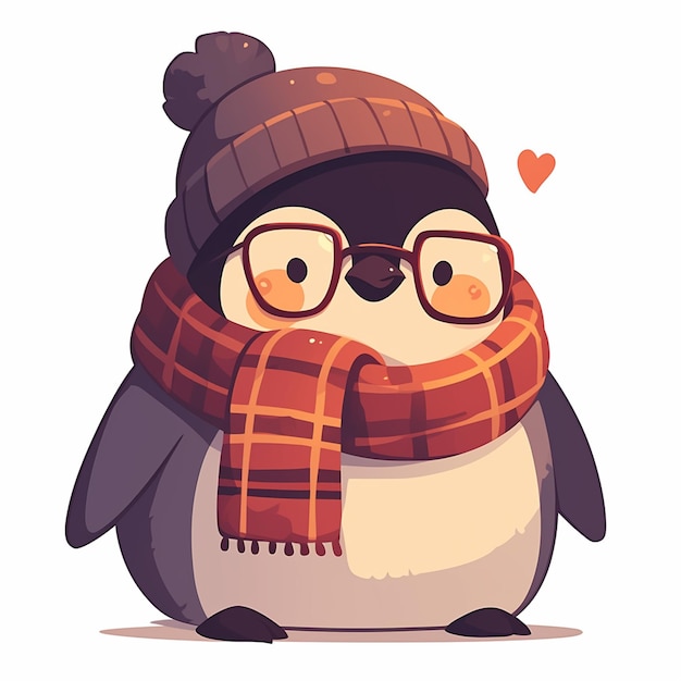 Vector un encantador escritor de pingüinos al estilo de las caricaturas