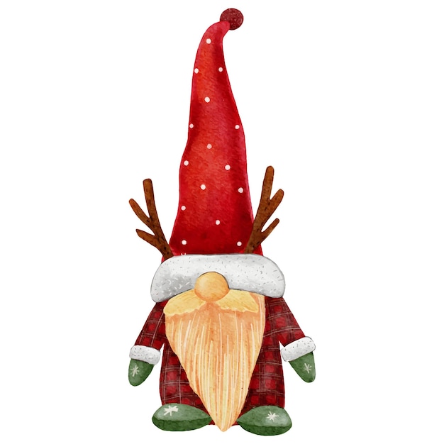 El encantador gnomo navideño con cuernos de reno