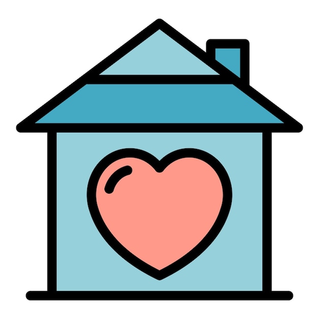 Encantador icono de casa vector de contorno Amor corazón Feliz techo color plano