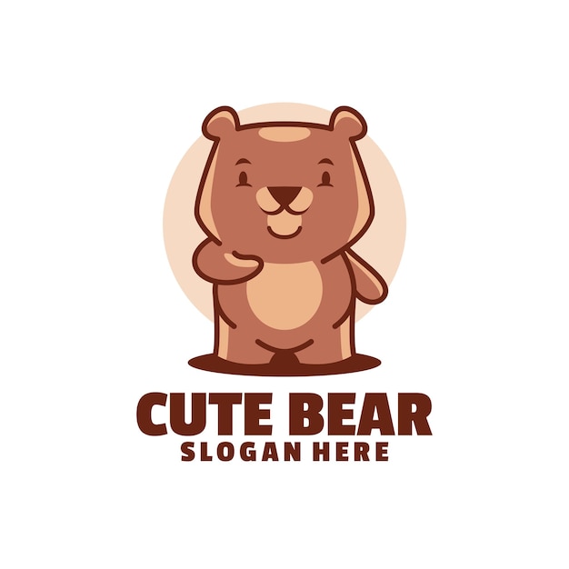 Encantador logotipo moderno de la mascota del oso lindo