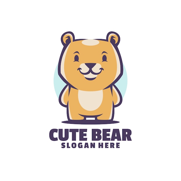 Encantador logotipo moderno de la mascota del oso lindo