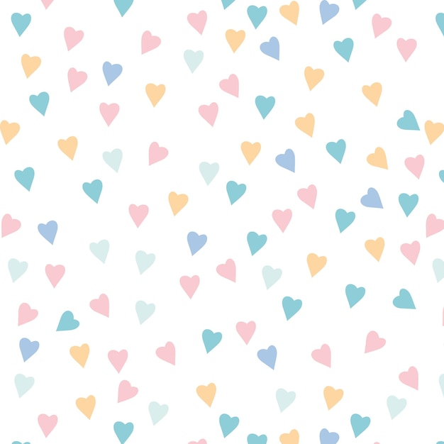 Encantador patrón sin costuras con corazones de garabatos dibujados a mano y rayas colocadas al azar
