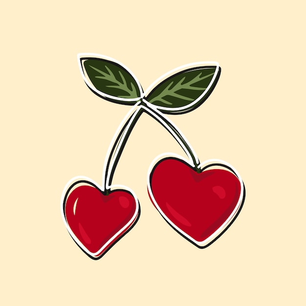 Encantador patrón sin costuras con corazones rojos y cerezas