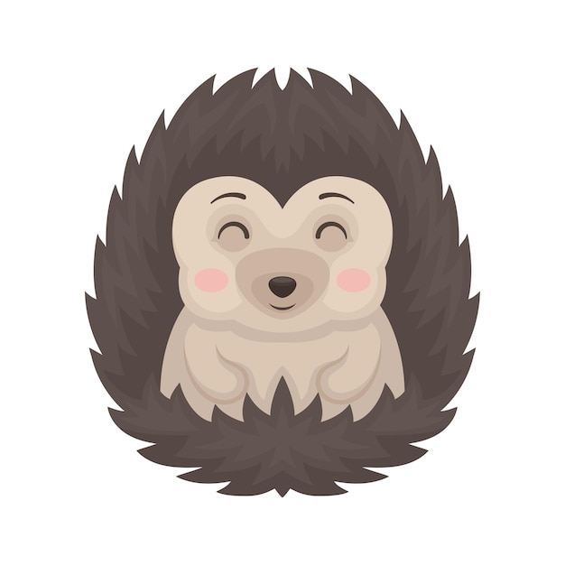 El encantador personaje de dibujos animados de erizo con cara divertida Ilustración vectorial aislada sobre un fondo blanco