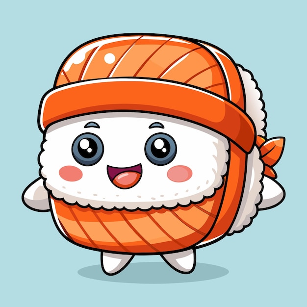 El encantador sushi de salmón con una sonrisa de dibujos animados