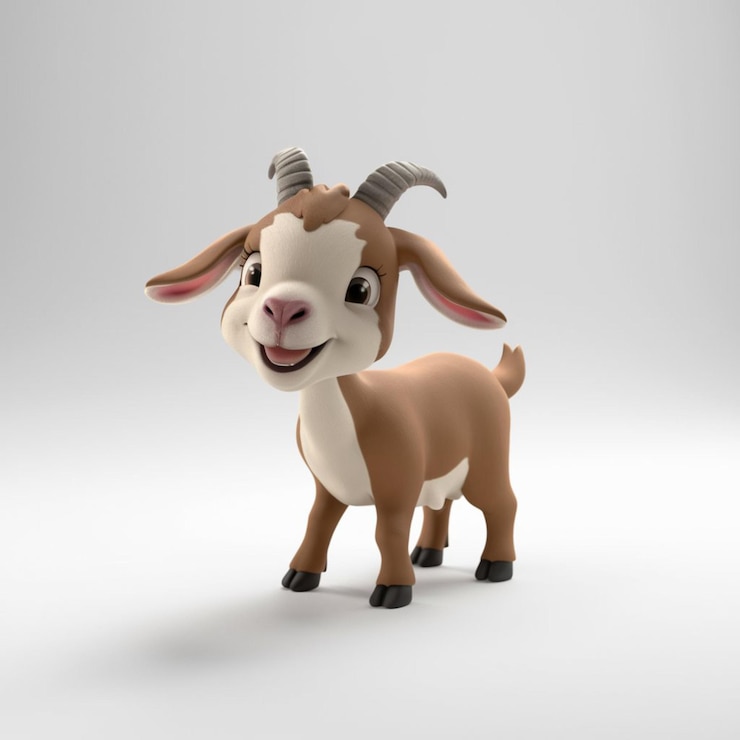 Vector una encantadora y adorable ilustración en 3d de una cabra de dibujos animados eid al adha