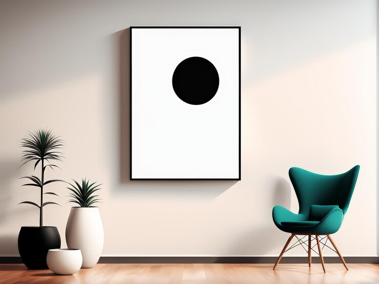 Vector encantadora decoración moderna de la sala de estar acento artístico vegetación silla cómoda y jarrones vívidos