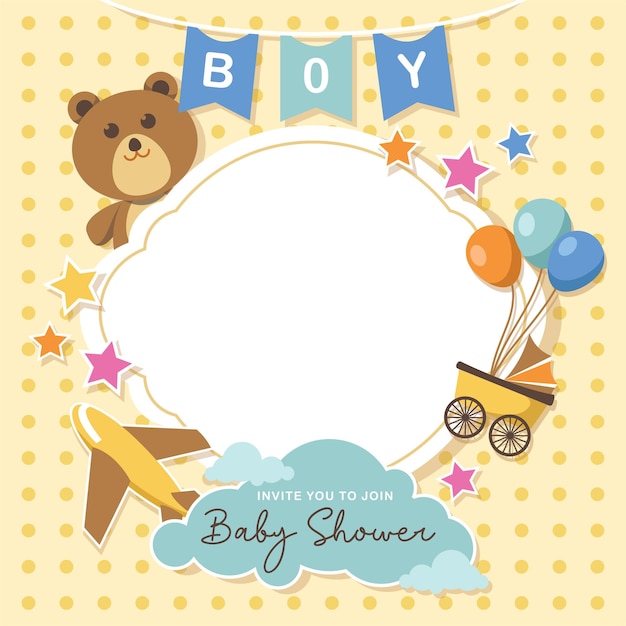 Encantadora tarjeta de baby shower con espacio vacío