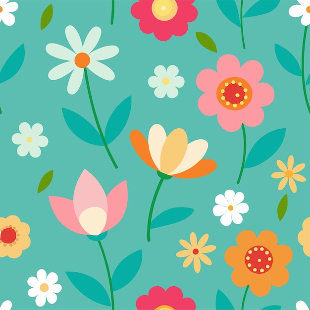 encantadoras y hermosas flores de primavera sin costuras patte arte vectorial e ilustración