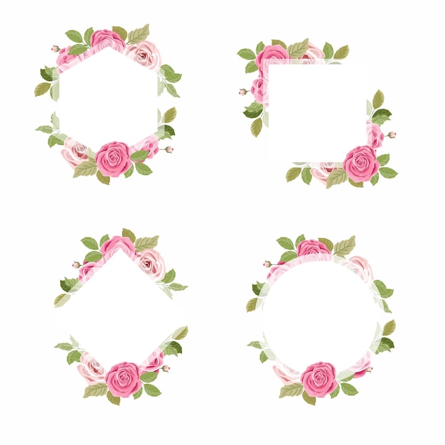 Encantadores bordes florales hermosos marcos de rosas para papelería y tarjetas de boda