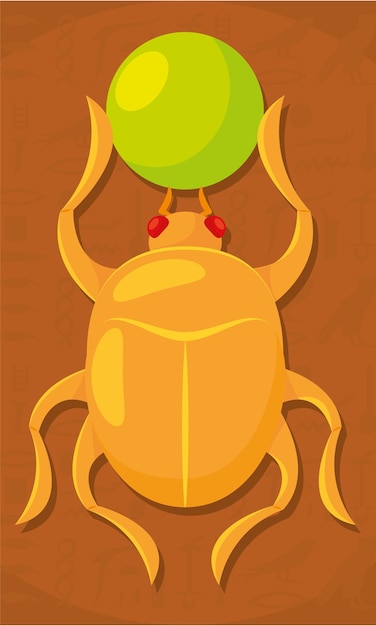 Vector encanto de escarabajo dorado egipcio aislado egipto ilustración vectorial