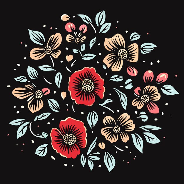 El encanto floral vintage de las flores de la esquina hechas a mano
